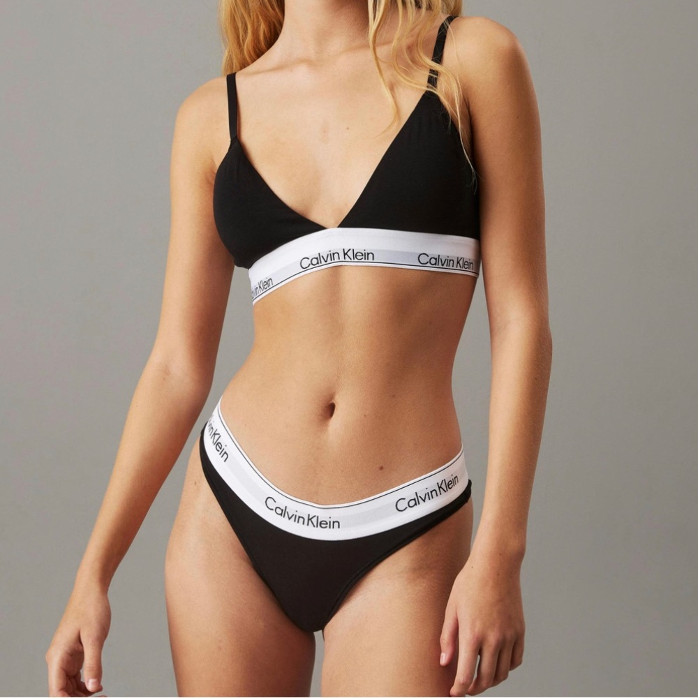 Calvin Klein Black Women's triangle bra and thong set
